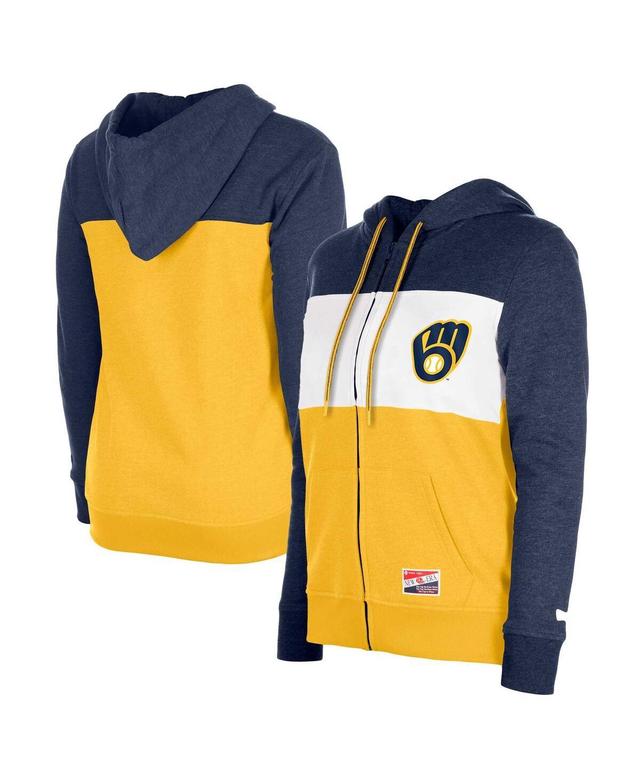 Womens New Era Navy Milwaukee Brewers Colorblock Full-Zip Hoodie Jacket Product Image