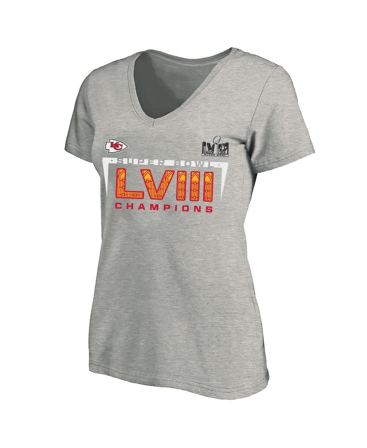 Womens Fanatics Branded Heather Gray Kansas City Chiefs Super Bowl LVIII Champions Plus Size Counting Points V-Neck T-Shirt Product Image