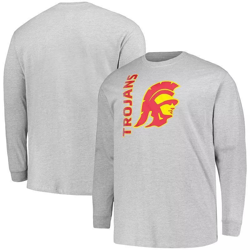 Mens Champion Heather Gray USC Trojans Big & Tall Mascot Long Sleeve T-Shirt Product Image