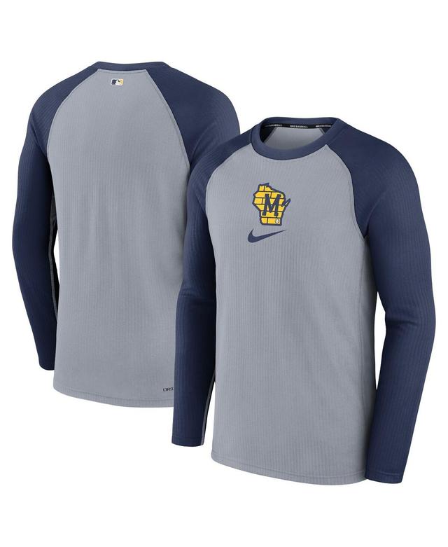 Mens Nike Gray Los Angeles Dodgers Authentic Collection Game Raglan Performance Long Sleeve T-shirt Product Image