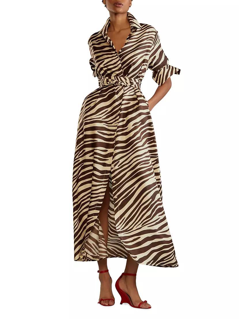 Silk Zebra Maxi Shirtdress Product Image