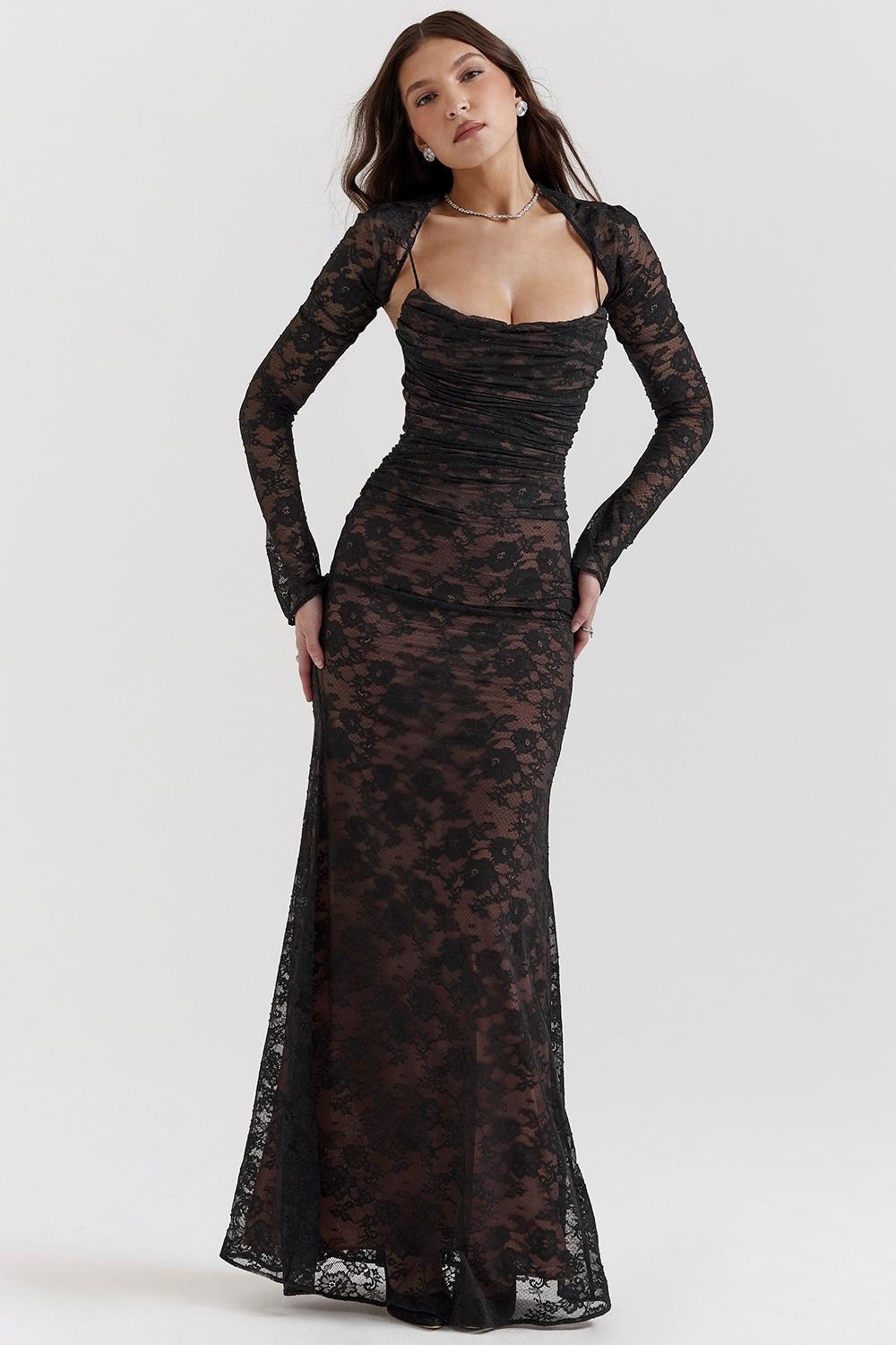 Artemis Black Lace Maxi Dress Product Image