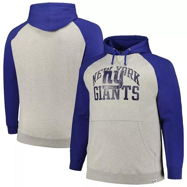 Mens Profile Heather Gray/Royal New York Giants Big & Tall Favorite Arch Throwback Raglan Pullover Hoodie Product Image