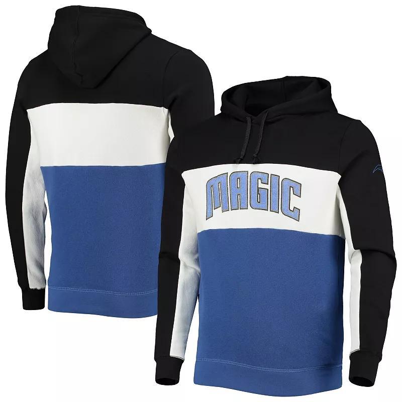 Mens Junk Food Black/White Orlando Magic Wordmark Colorblock Fleece Pullover Hoodie Product Image