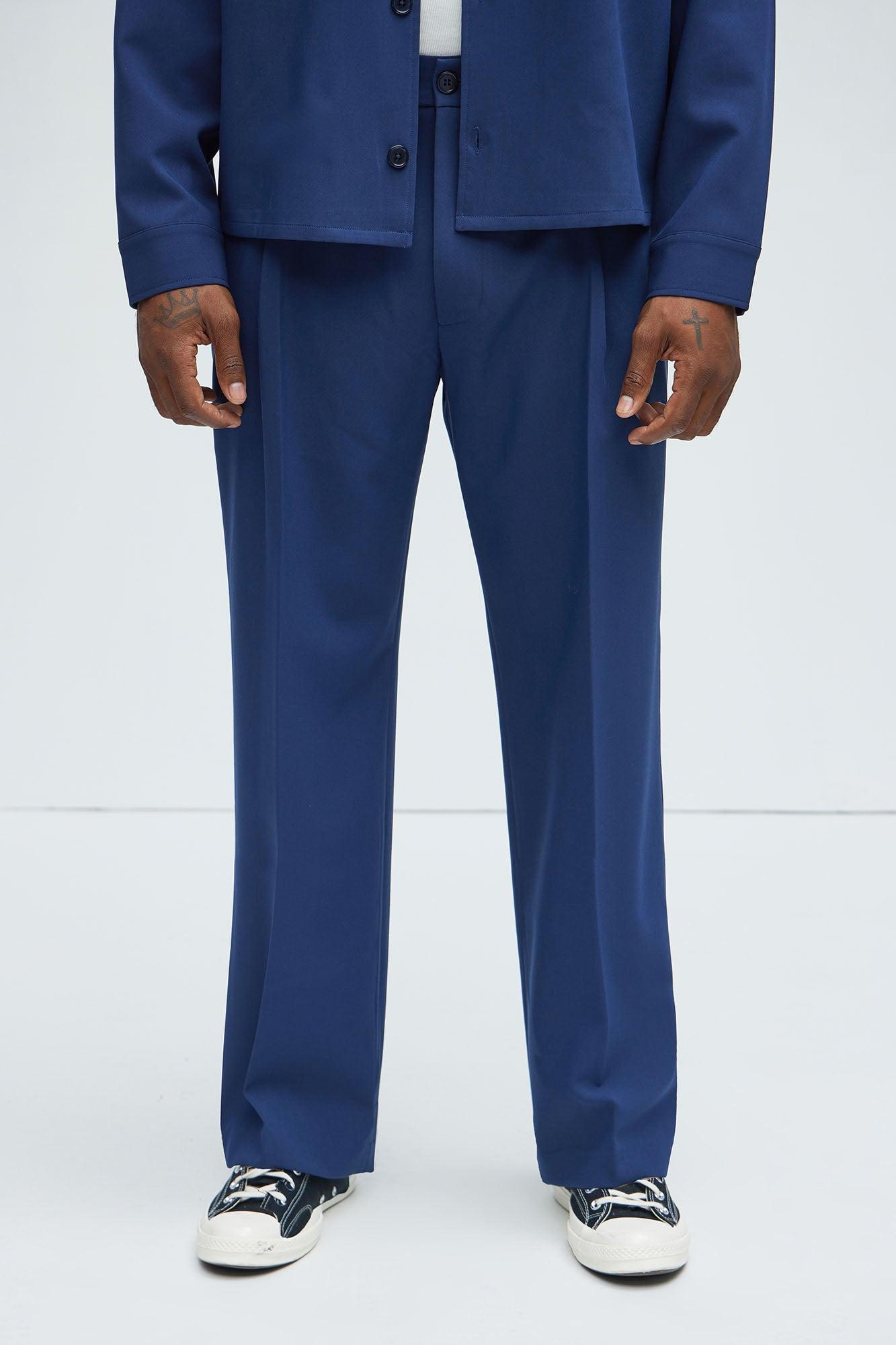 Ronan Relaxed Tapered Trousers - Navy Product Image