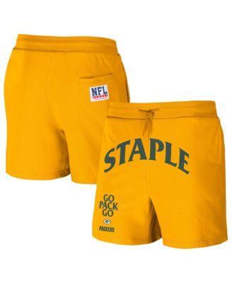 Mens Nfl X Staple Yellow Green Bay Packers New Age Throwback Vintage-Like Wash Fleece Short Product Image