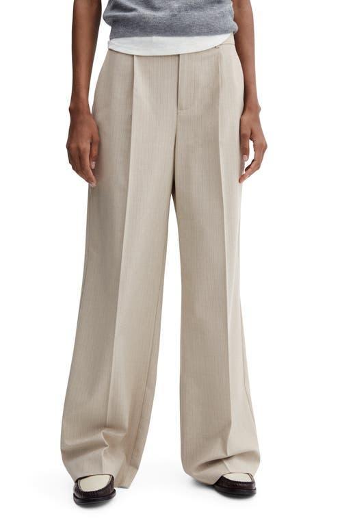 MANGO - Faded striped suit trousers ecru - 8 - Women Product Image