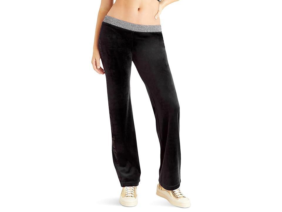 Juicy Couture Pull-On Track Pants with Rib and Bling (Liquorice) Women's Casual Pants Product Image