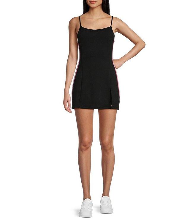 Honey & Sparkle Sleeveless Cross Back Strap Side Stripe Detail Athletic Dress Product Image