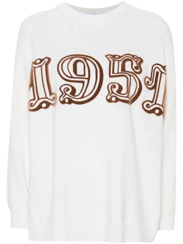 MAX MARA Flocked-motif Sweater In White Product Image