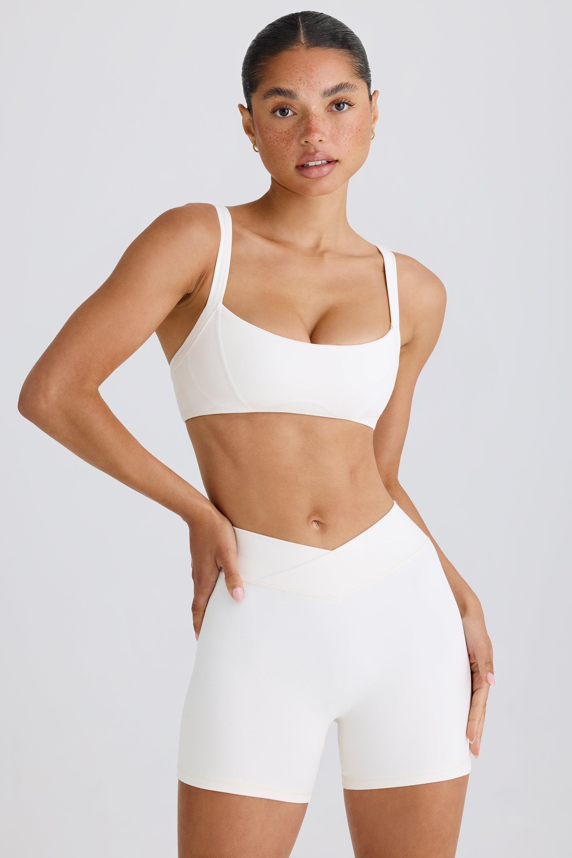 Soft Active Crossover Mini Shorts in White Product Image