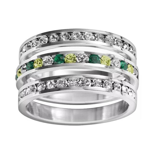 Traditions Jewelry Company Sterling Silver Crystal Eternity Ring Set, Womens Multicolor Product Image