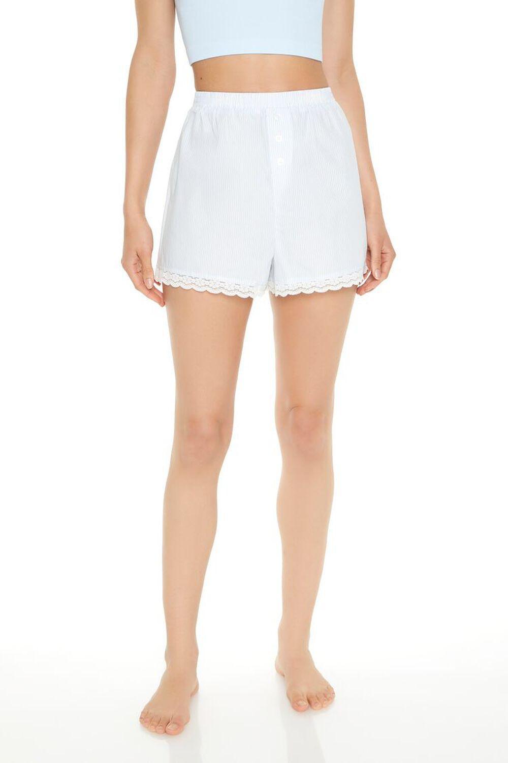 Lace-Trim Striped Pajama Shorts | Forever 21 Product Image