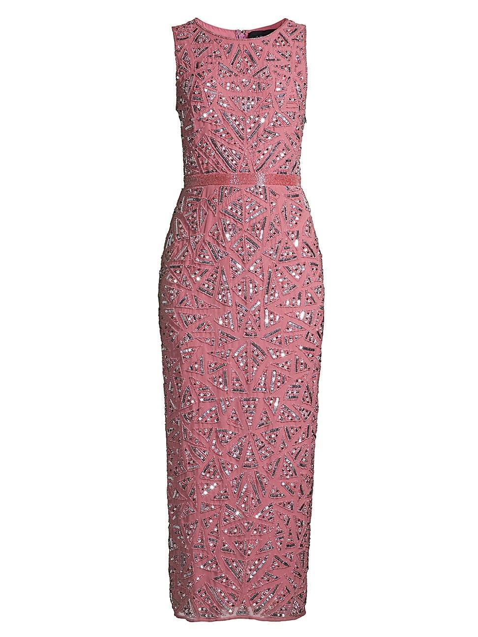 Womens Geometric Patterned Sequin Midi Dress Product Image