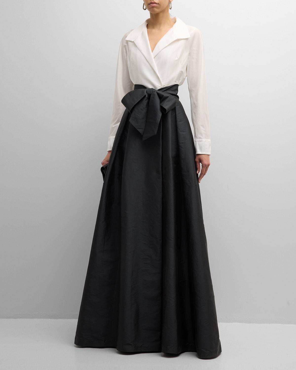 Womens Taffeta Two-Tone Shirt Gown Product Image