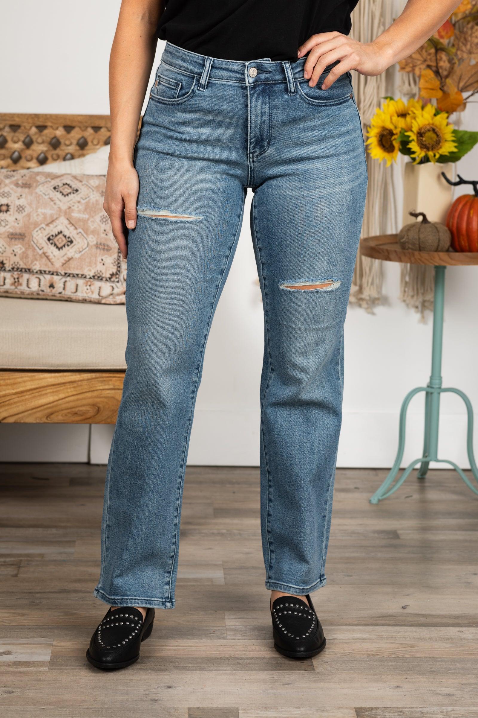 Judy Blue Contrast Wash Distressed Dad Jean Product Image