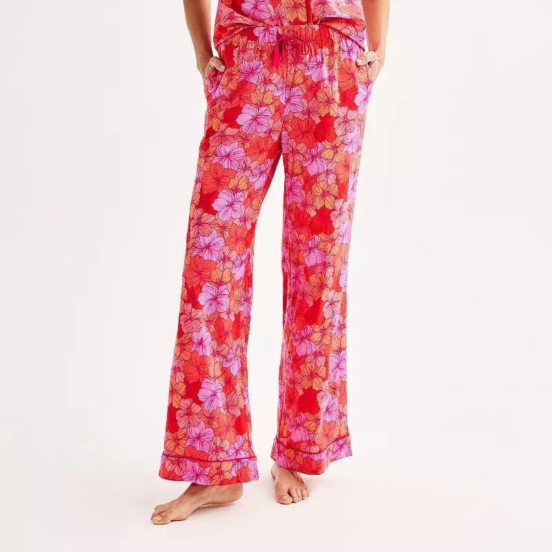 Womens Sonoma Goods For Life Flowy High Rise Poplin Pajama Pants Product Image