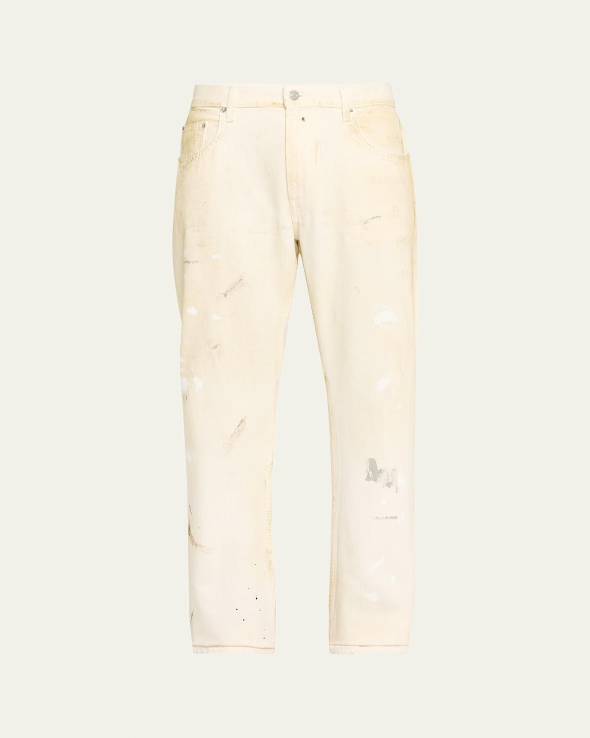 Mens Low-Rise Jeans with Paint Splatter Product Image