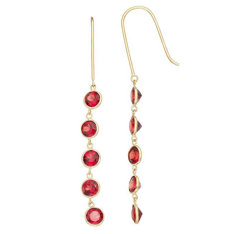 Tiara 10k Gold Garnet Drop Earrings, Womens Product Image