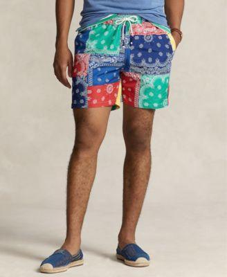 Mens Bandana Patchwork Print Swim Trunks Product Image