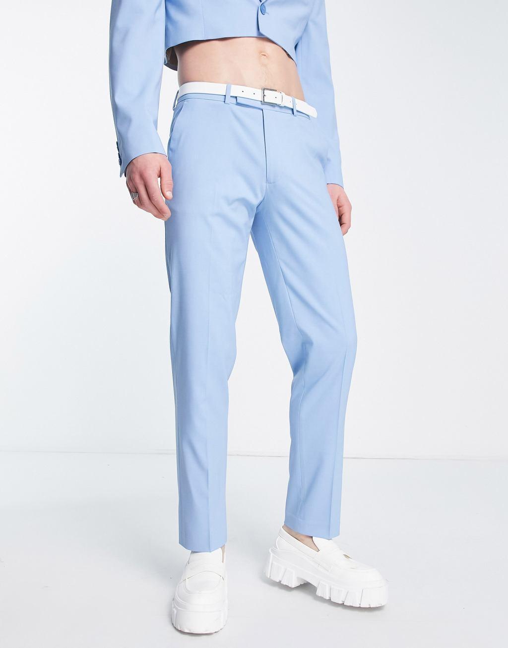 ASOS DESIGN slim suit pants in pale blue Product Image