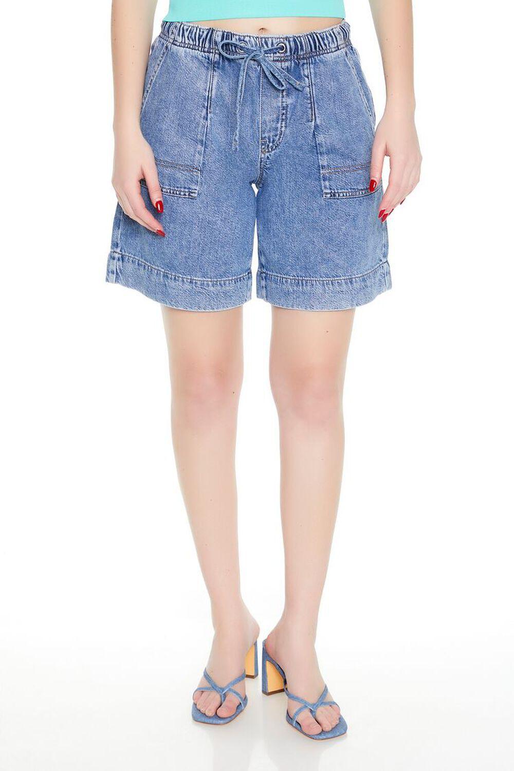 Baggy Drawstring Denim Shorts | Forever 21 Product Image