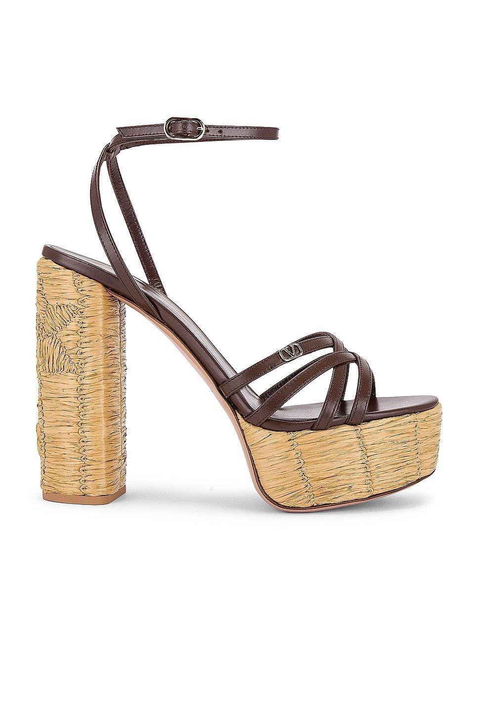 Valentino Garavani Raflower Sandal in Cacao & Tabacco - Brown. Size 41 (also in 39.5, 40). Product Image