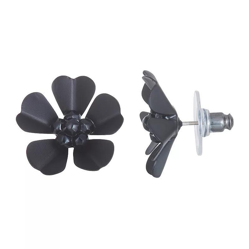 Simply Vera Vera Wang Black Tone Flower Stud Earrings, Womens Product Image