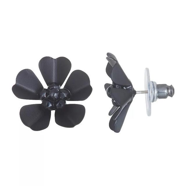 Simply Vera Vera Wang Black Tone Flower Stud Earrings, Womens Product Image