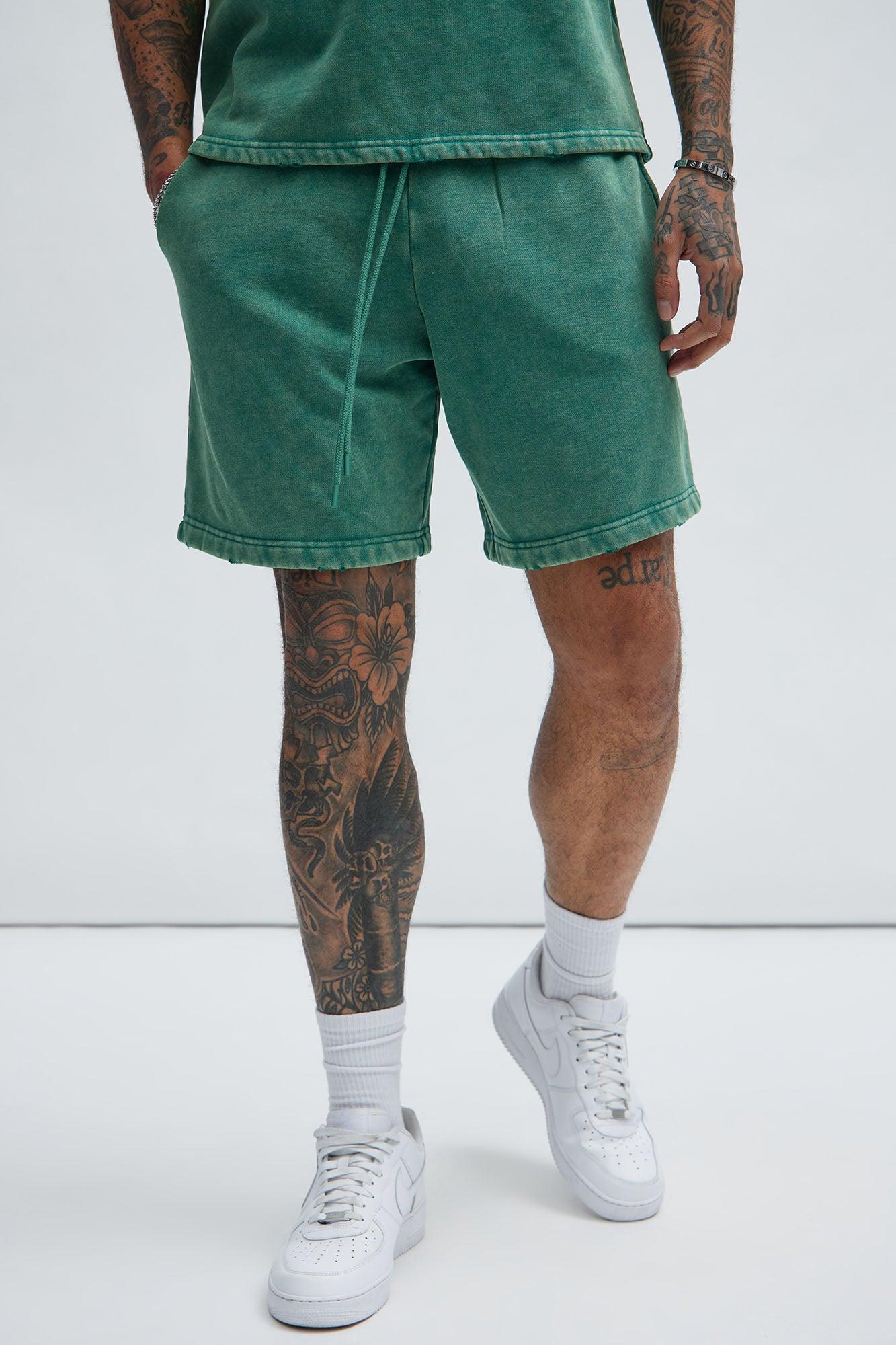 Tyson Heavy Wash Relaxed Shorts - Green Product Image