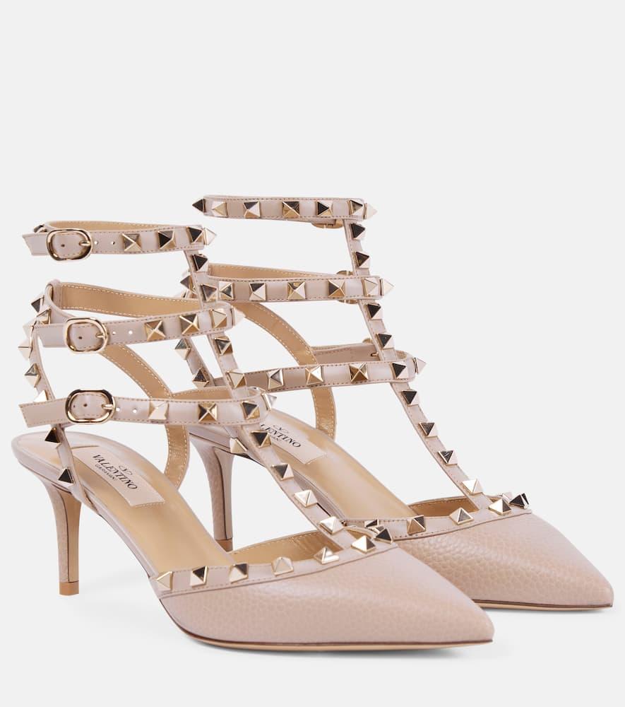 VALENTINO GARAVANI Rockstud Leather Pumps In Beige Product Image