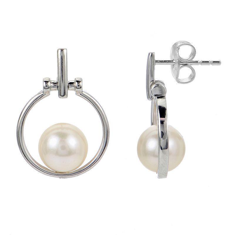 PearLustre by Imperial Sterling Silver Freshwater Cultured Pearl Door Knocker Earrings, Womens Product Image