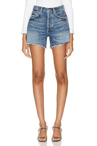 Citizens of Humanity Annabelle Raw Hem High Waist Mid Length Organic Cotton Denim Shorts Product Image