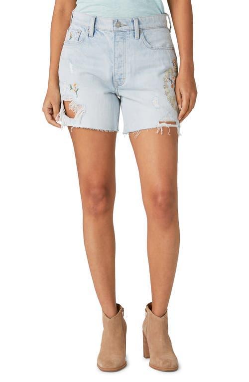 Lucky Brand 90s Embroidered High Waist Cutoff Midi Denim Shorts Product Image