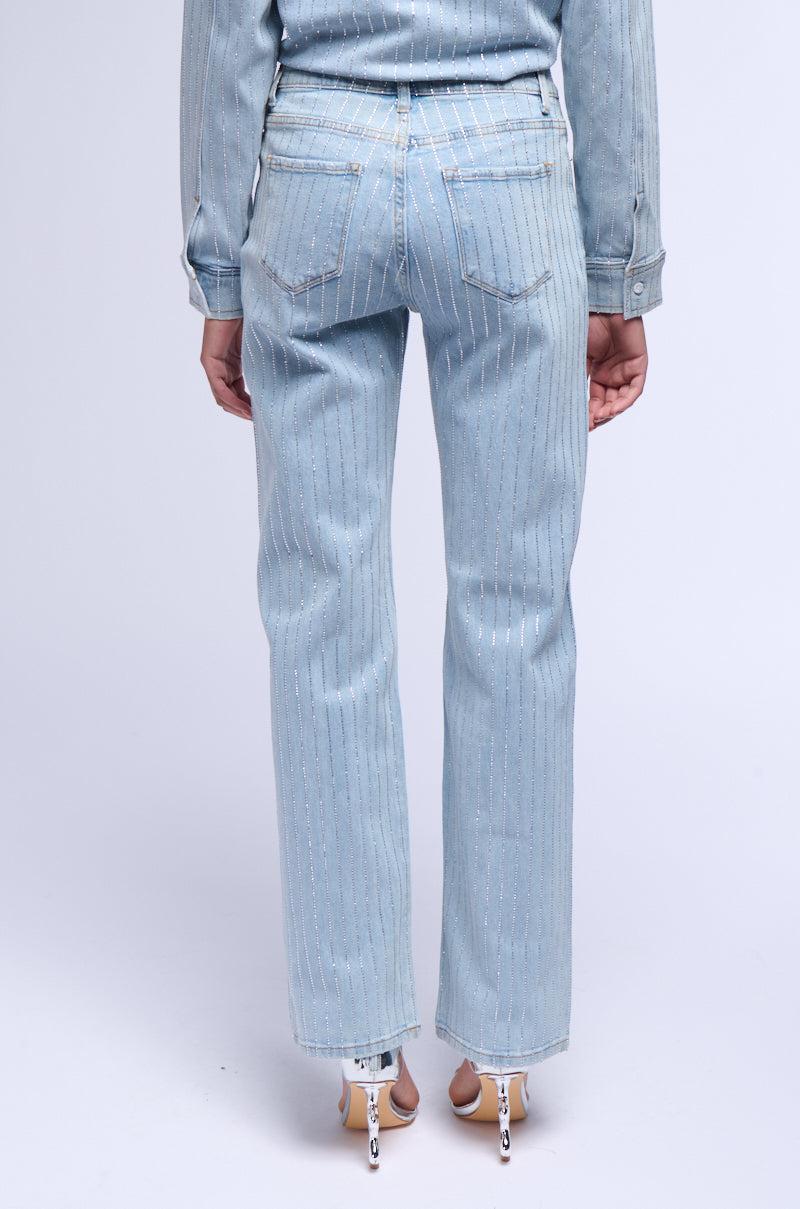 EFFORTLESS GLAM RHINESTONE STRIPE RELAXED FIT JEAN Product Image