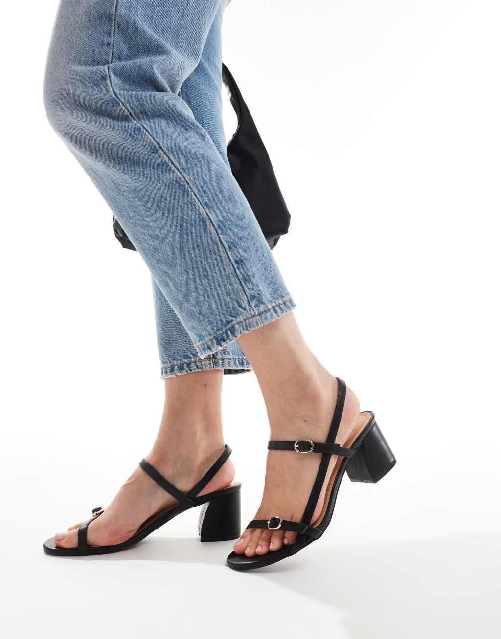 Truffle Collection block heeled sandals in black Product Image