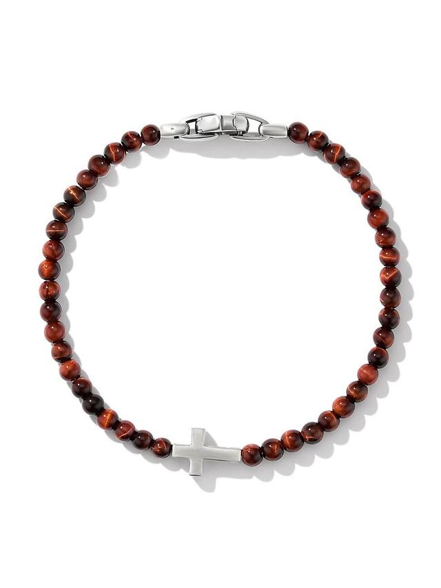 Mens Spiritual Beads Cross Station Bracelet Product Image