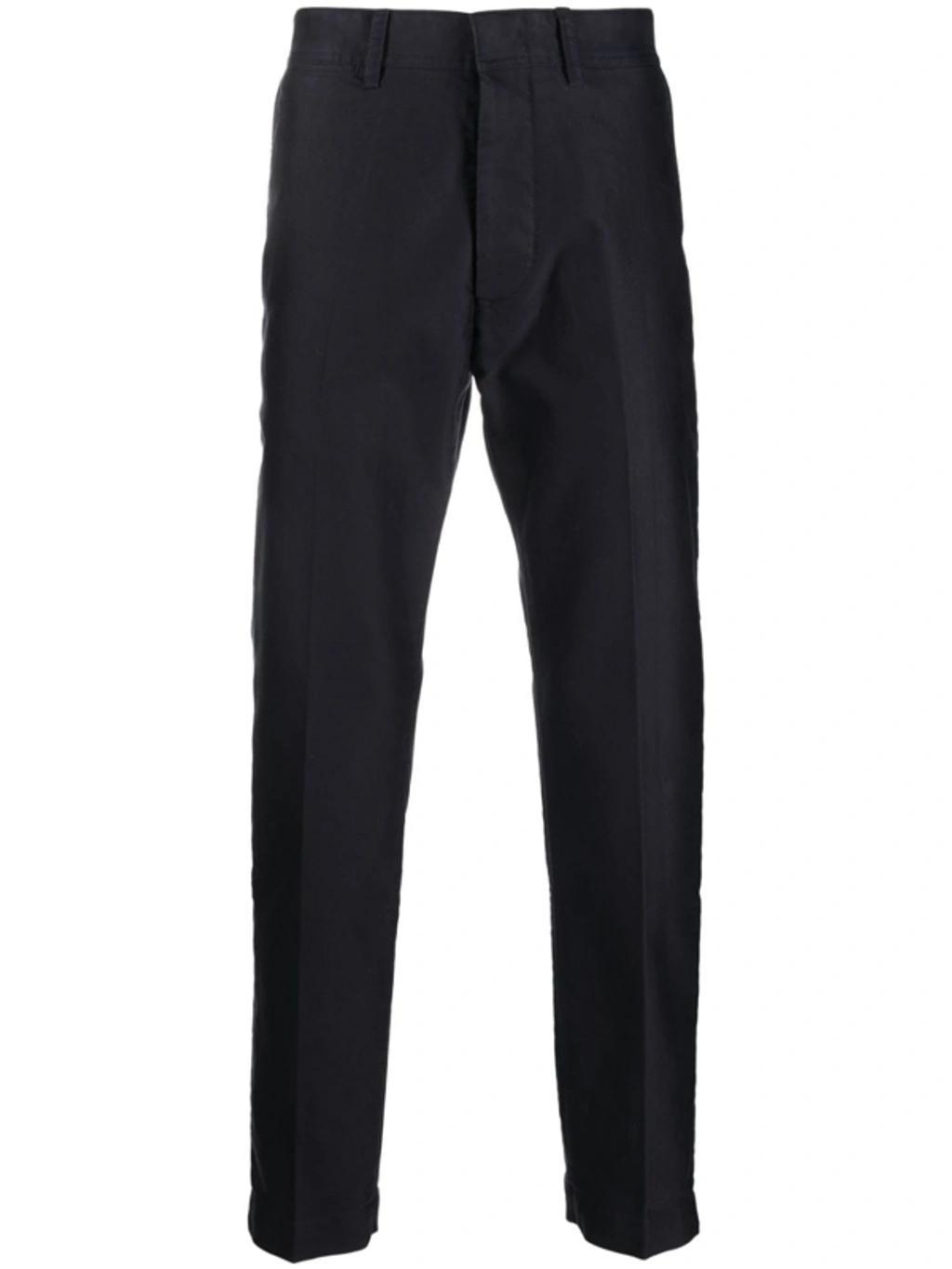 Straight-leg Cotton Chino Trousers In Navy Blue Product Image