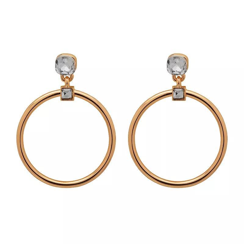 LC Lauren Conrad Gold Tone Simulated Stone Hoop Drop Earrings, Womens, Clear Product Image