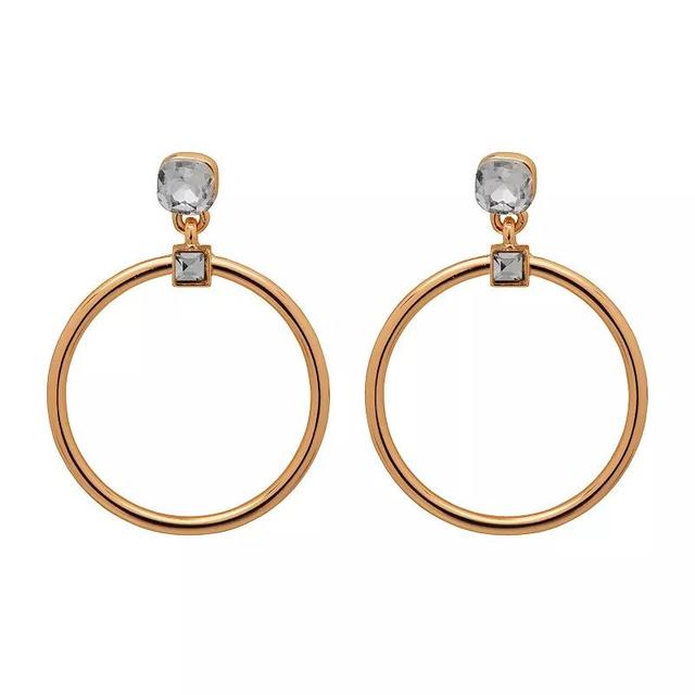 LC Lauren Conrad Gold Tone Simulated Stone Hoop Drop Earrings, Womens Product Image