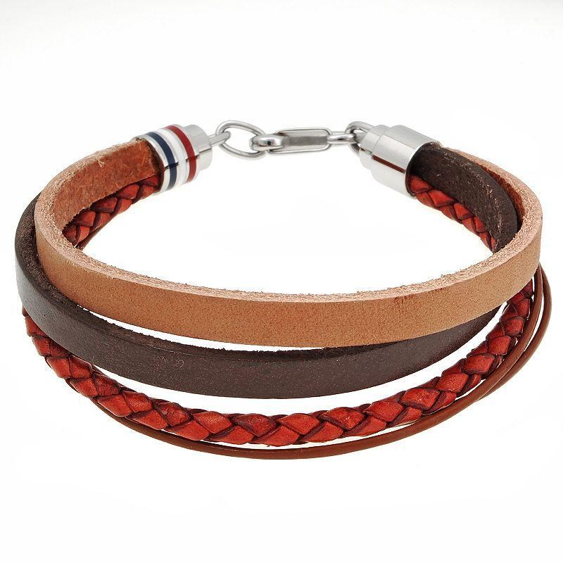 Mens LYNX Multi Leather Bracelet Stainless Product Image