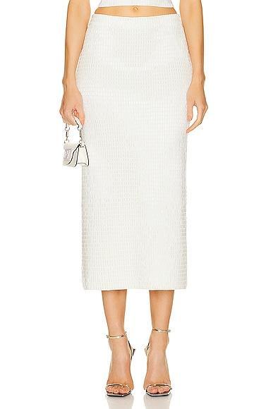 SIMKHAI Ellison Midi Skirt Ivory. (also in L, S, XS). Product Image