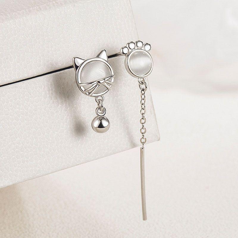 925 Sterling Silver Cat Drop Earring Product Image