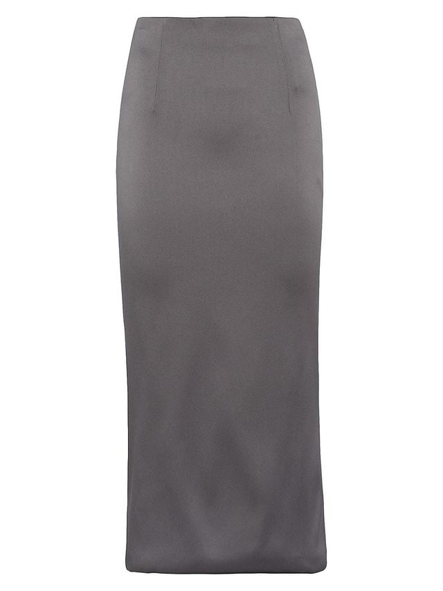 Womens Stretch Satin Midi-Skirt Product Image