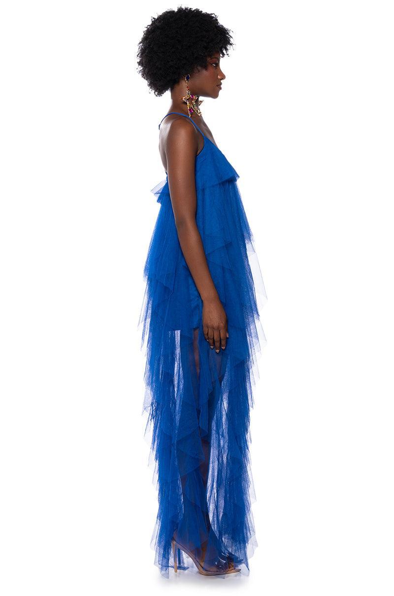 TOP TIER RUFFLE MAXI DRESS ROYAL BLUE Product Image