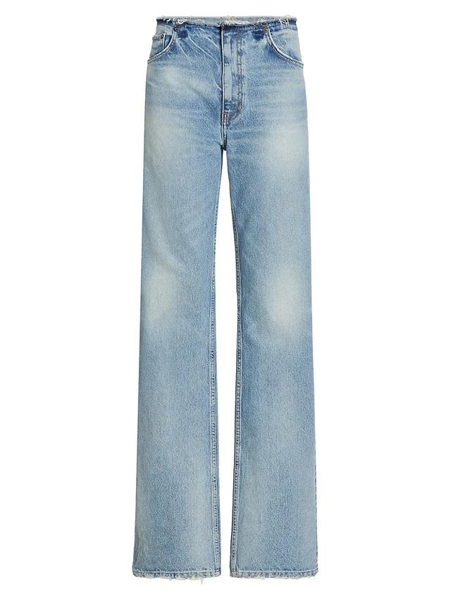 Womens Distressed Waistband Relaxed-Leg Jeans Product Image