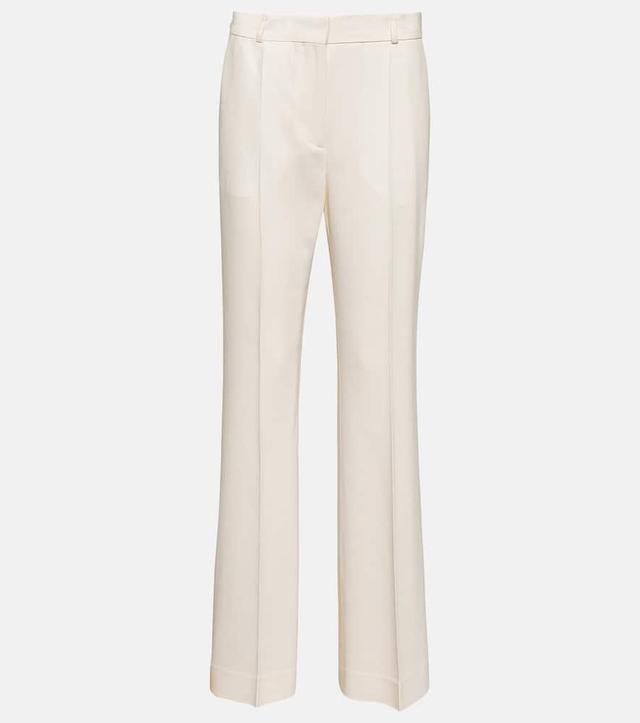 High-rise Crêpe Straight Pants In White Product Image