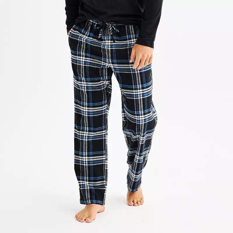 Mens Sonoma Goods For Life Flannel Drawstring Pajama Pants Iron Ore Plaid Product Image