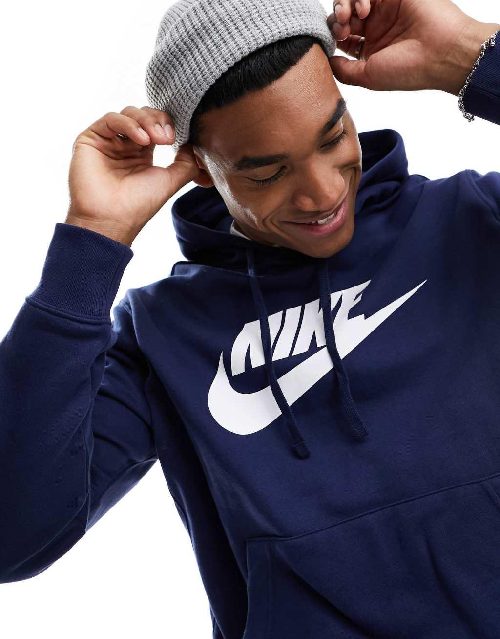 Nike Club logo hoodie in navy Product Image