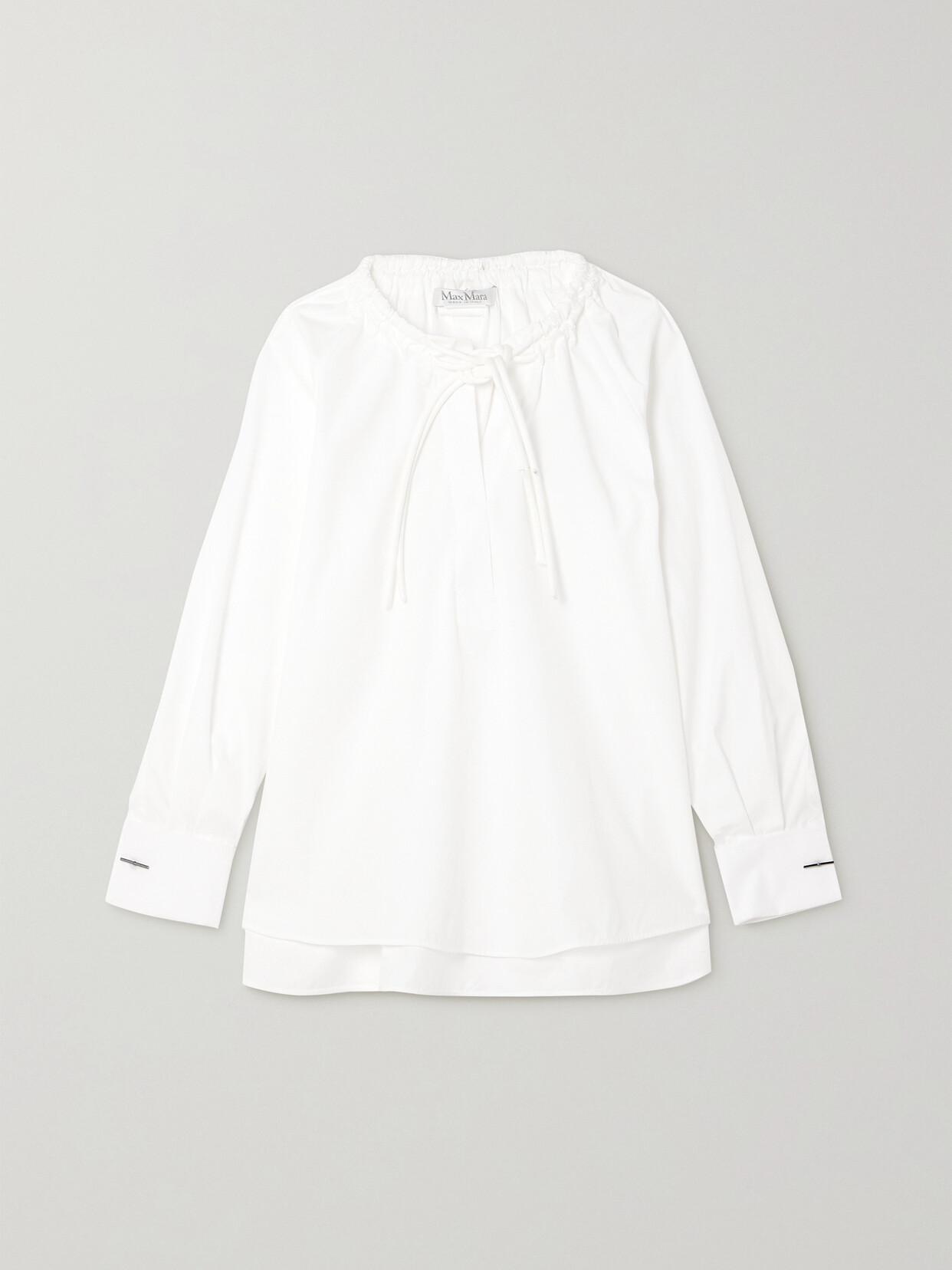 Ario Blouse With Cinched Collar In White Product Image